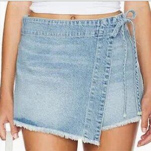 Free People Emmy Denim Wrap Skort